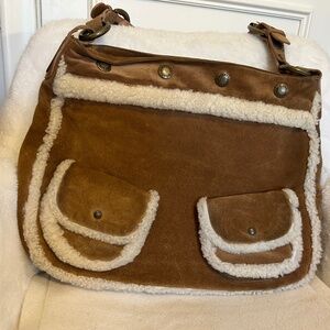 Stuart Weitzman Suede Shearling Bohemian Bag